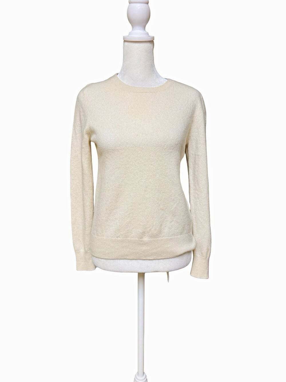 Quince Womens 100% Cashmere Sweater Size S Ivory Cream Crewneck Pullover